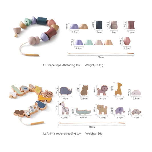 Baby wooden Animal Threading Toy