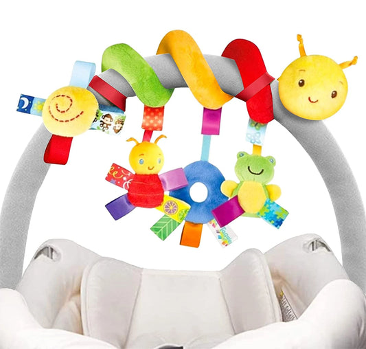 Soft Baby Hanging Car Seat and Stroller Toy -  with Squeaker and Rattles For Newborns