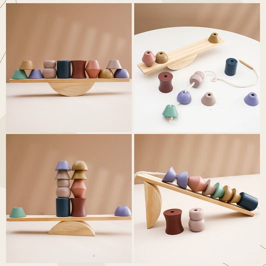 Wooden see-saw balancing game, animals, shapes and more